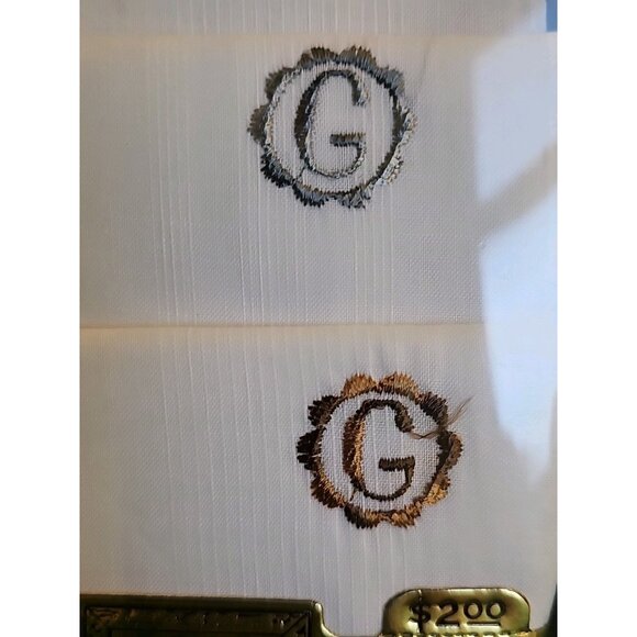Vintage NOS Springmaid 3 Men's Monogrammed Handkerchiefs Goldenweve "E" "G" X 7 - Picture 7 of 11